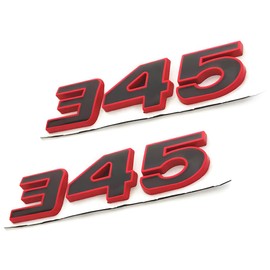 Pair Set 345 Passenger & Driver Side Emblems 3D Badge Sticker Nameplates (Red Black)