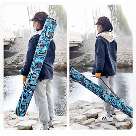 Copechilla Rod bag with shoulder strap, 146 cm, rod pockets with double side pocket, waterproof, thickened camouflage colour, foldable fishing equipment, fishing rod storage bag, camouflage colour