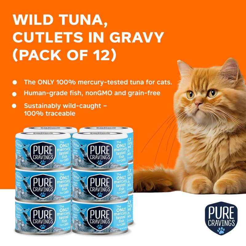 Pure Cravings Wet Cat Food Canned Tuna Cutlets in Gravy,