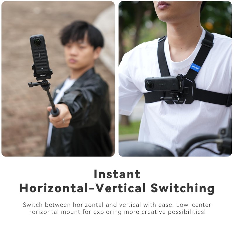 TELESIN Aluminum Alloy Mount L-Bracket for Insta 360 X4, 90°