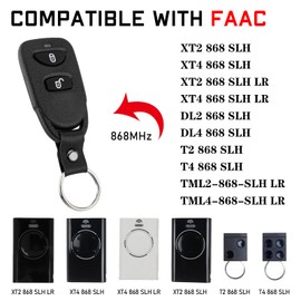 pepape Garage Opener Remote Control Gate Fob Transmitter Compatible with FAAC XT2 868 SLH LR XT2 868 SLH XT4 868 SLH LR XT4 868 SLH 868MHz, 2 Pack