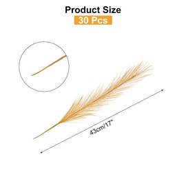 MECCANIXITY 30PCS Faux Pampas Grass Decor, 17"/43cm Artificial Fluffy Grass Stems Fake Dried Flowers for Home Wedding Vase Decoration, Gold