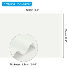 PATIKIL 54x19.7x0.05 Inch Faux Leather Sheets, Soft Colored Faux PU Leather Sheets Repair Fabric Patch for Book Binding, Repairing, Crafting, Sewing, White