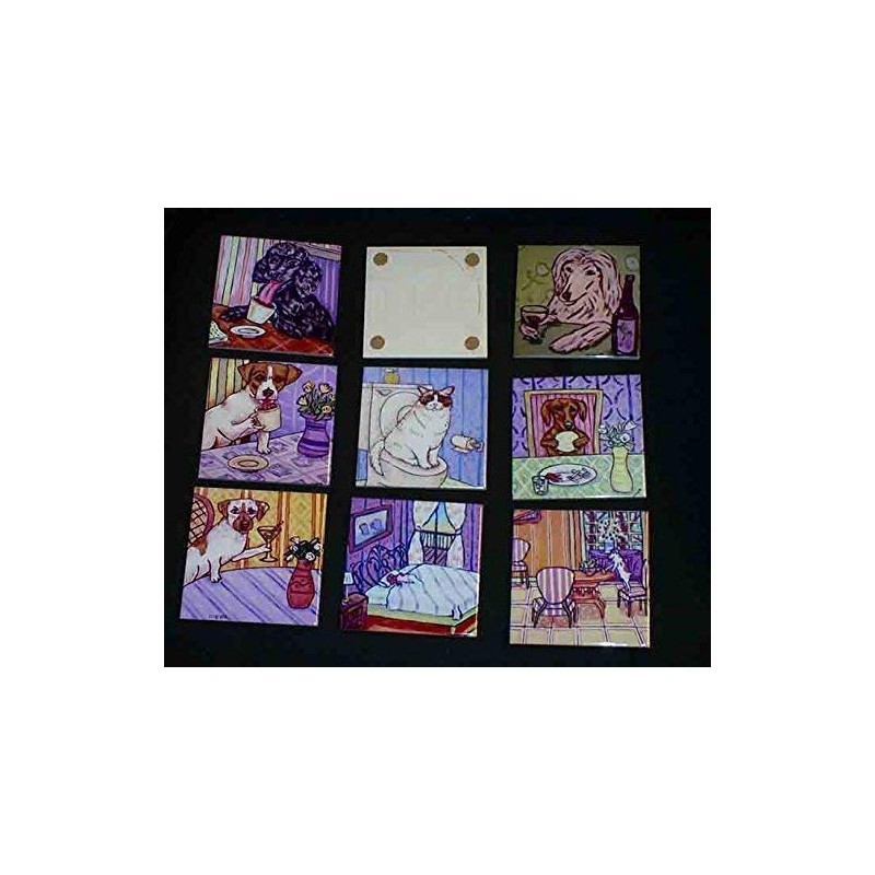 Boston Terrier at the Wine Bar dog art tile coaster