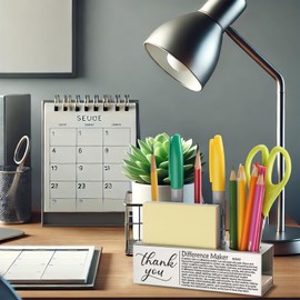 PQUCXZ Thank You Difference Maker Desk Pen Holder Organizer Gift for Educators Teachers Coaches Mentors School Administrators Supportive Leaders, Ideal Gift for Teacher Appreciation Week TBZ140