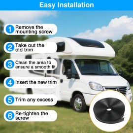 RV Trim Molding Insert 1" - RV Vinyl Trim Insert 50’ Black - Camper Trim Molding Exterior, UV-Resistant RV Weather Stripping Exterior, for Camper Travel Trailer