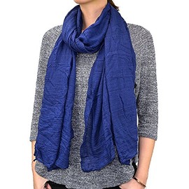 72" Wrinkled Solid Color Scarf (Navy)
