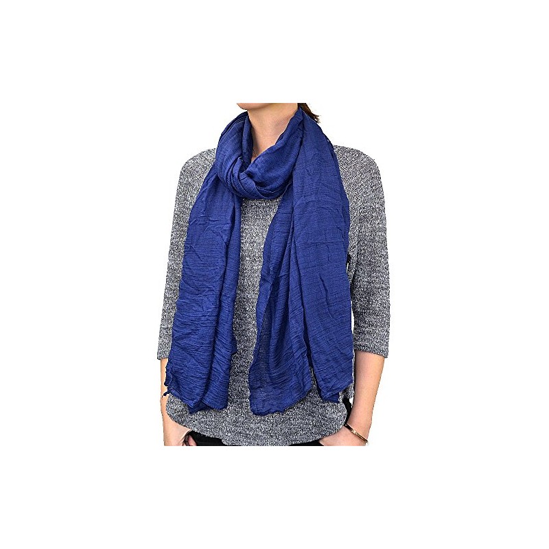 72" Wrinkled Solid Color Scarf (Navy)