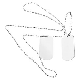 Mipcase Con Doble Placa De Identificación Y Cadena De Collar De Plata Para Uso Diario