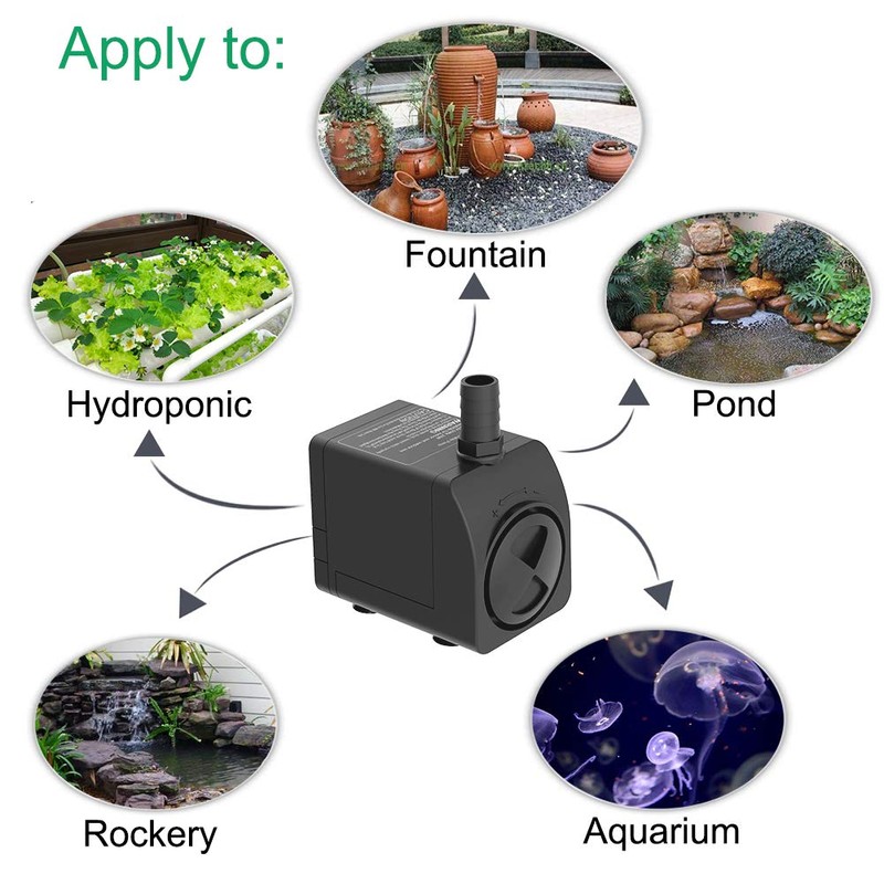 Submersible Pump 300GPH Ultra Quiet with Over Heating Protection 6ft
