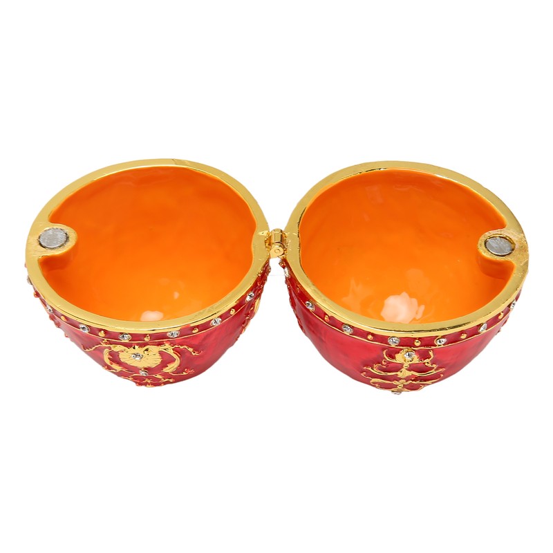 Egg Style Jewelry Trinket Box Zinc Alloy Hand Painted Enameled