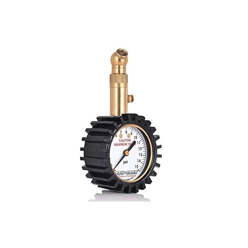Accu-Gage Low Pressure Tire Gauge with Protective Rubber Guard, Angled