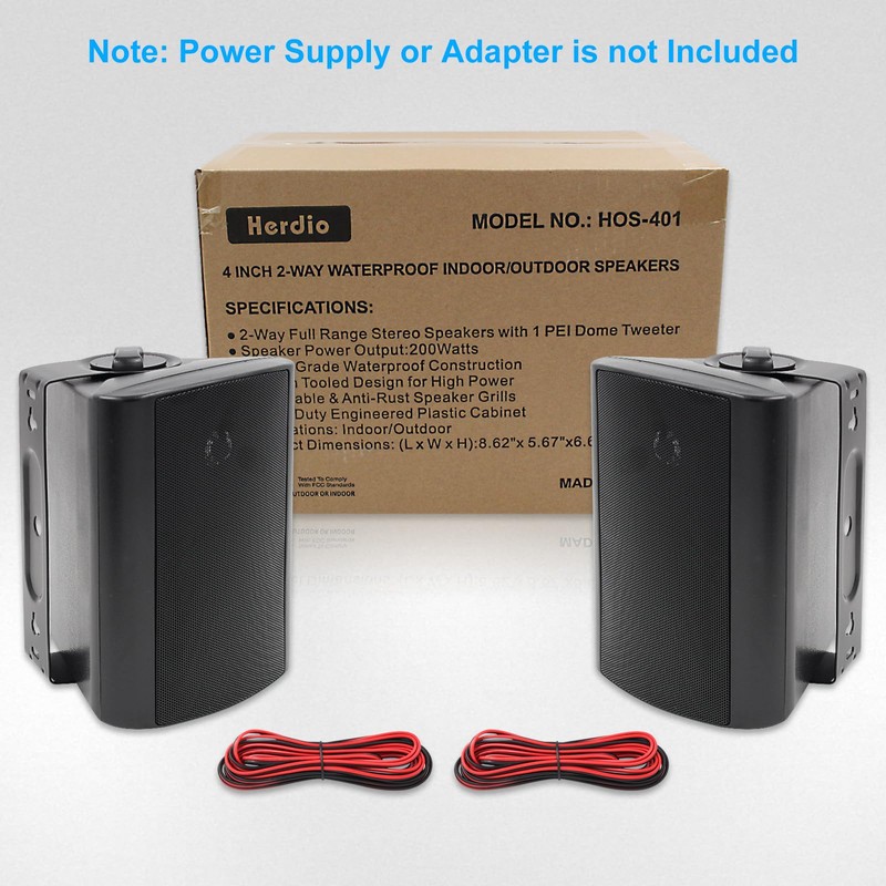 Herdio 4 Inches Passive Outdoor Speakers with 200Watt Powerful Bass