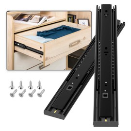 AOLISHENG Soft Close Drawer Runners Drawer Slides 300mm Heavy Duty 45kg Load Capacity Draw Sliders Full Extension Ball Bearing Kitchen Cabinet Replacement Draw Runners Side Mount, Black 1 Pair