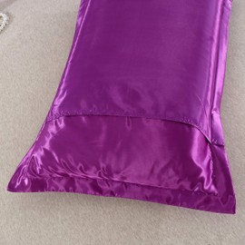 Satin Pillowshams Set for Hair - Pillowcase Covers with Envelope Closure -Cool and Easy to Wash -Set of 2 - Only Pillow Cover No Insert (Purple, Queen(20"x26"))
