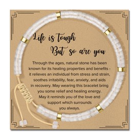 ZOKCC Inspirational Gifts Bracelets for Women Healing Natural Stone Bracelets - Get Well Soon Gifts for Women Friends Sister - Life is Tough But So are You Bracelet