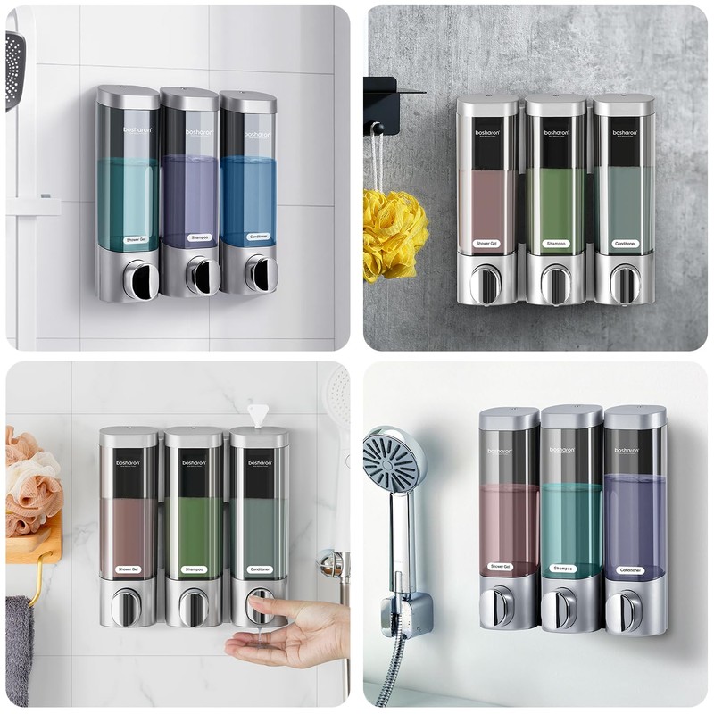 2 in 1 Shower Soap Dispenser, 2×300 ml Chamber Shampoo