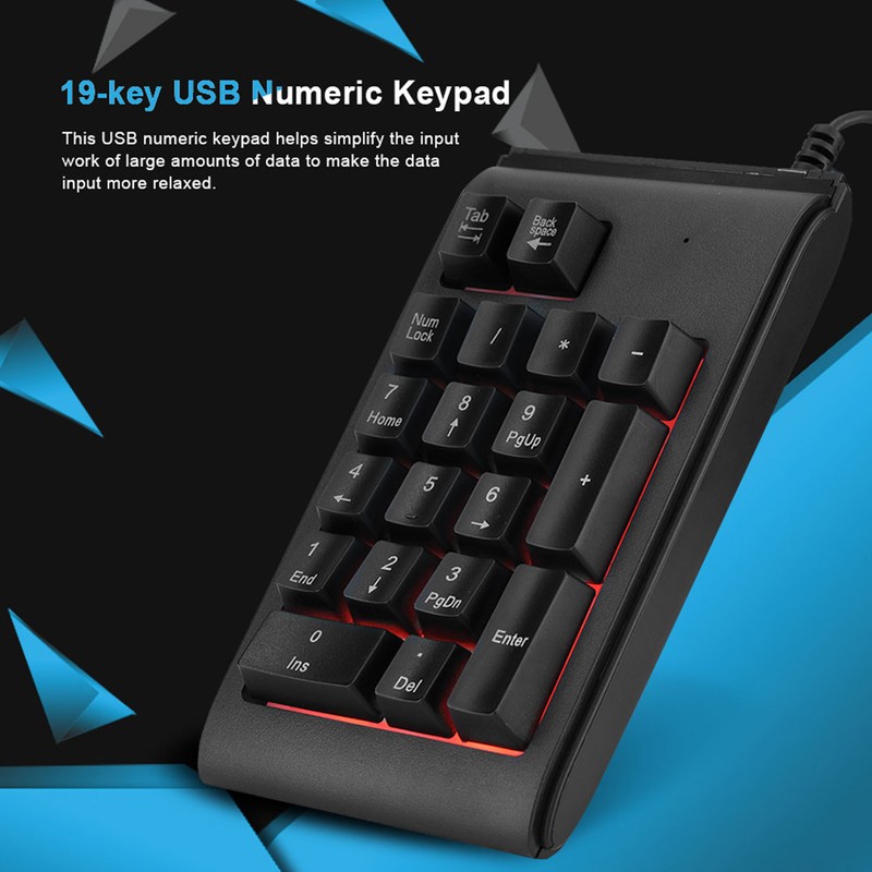 19-key 3-Color USB Numeric Keypad Mechanical Touch Feeling 10 Million