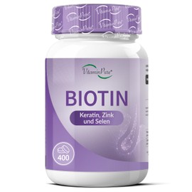 VitaminPure - Haar-Ergänzung mit Biotin, Keratin und Zink, 400 Mikro-Tabletten (13 Monate) mit hochdosiertem Vitamin B7, Zink und Selen, Biotin-Haar für Frauen und Männer
