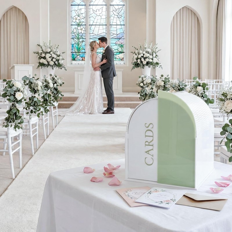 OurWarm White Arched Wedding Card Boxes for Reception, Acrylic Card
