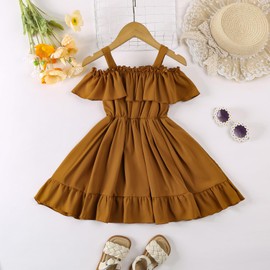 Toddler Baby Girls Dress Spring Summer Fall Dresses Toddler Little Girls Party Princess Dress Brown