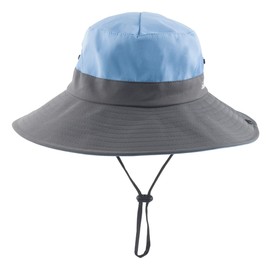 HGGE Women Ponytail Summer Sun Hat Wide Brim UV Hats Floppy Bucket Cap for Safari Beach Fishing Gardening Sky Blue