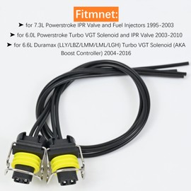 2pcs IPR Valve & Fuel Injector Connector Plug Pigtail Wiring Harness fit for 7.3L Powerstroke IPR Valve and Injectors, for 6.0L Powerstroke Turbo VGT Solenoid, for 6.6L Duramax Turbo VGT Solenoid