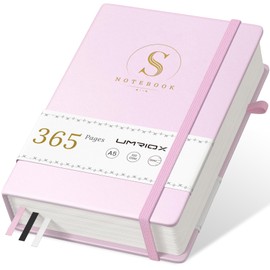Umriox Thick A5 Notebook Lined 365 Pages Paper Hardcover Leather Notepad with 100gsm for Women Men Office School Work 14.5 x 21 cm Pink