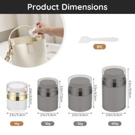 Segbeauty Pump Dispenser Cream, Pack of 4 15 g Airless Pump Dispenser, Cream Jars for Filling, Cream Container, Portable, Vacuum Pump Bottle Container, for Travel, Home Use