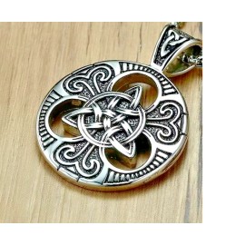 Fashion Jewelry Big VIKING CELTIC  WHEEL Pendant 22" 925 Sterling Silver Plate ROPE Necklace Men