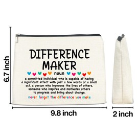 LGLZSHP Difference Maker Makeup Bag Thank You Gifts Retirement Gifts for Coworkers Employees Boss, Never Forget the Difference You Make Cosmetic Bag Zipper Makeup Pouch