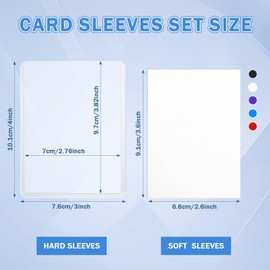 200 Pcs 3"x4" Trading Card Sleeves Combo, 100 Hard Card Holders and 100 Soft Colorful Protector Sleeves for Baseball Football Sports Game Standard Trading Cards(Color Set 1)