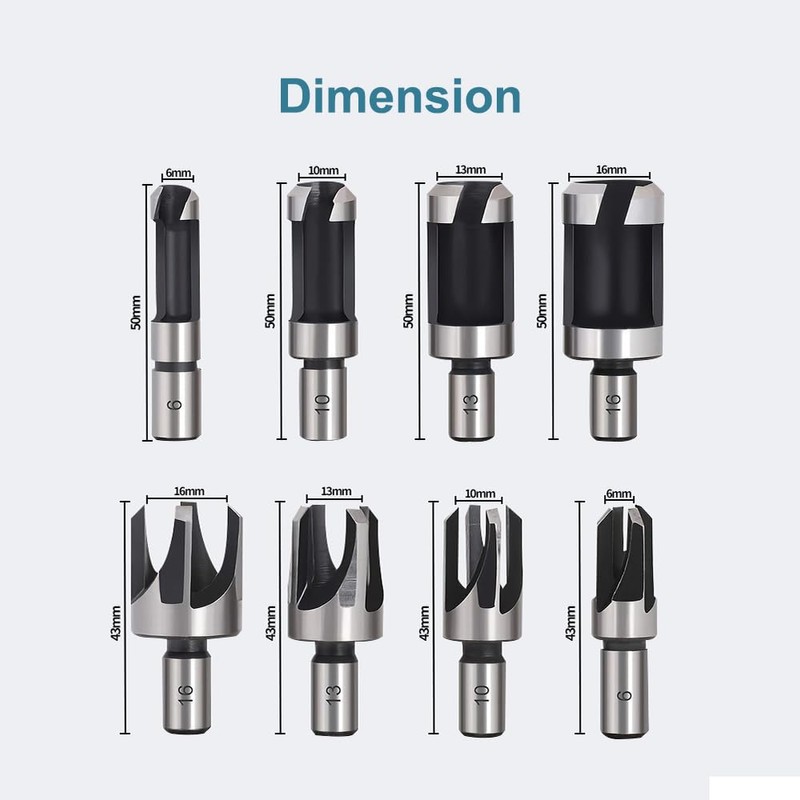 CUKCIC Wood Plug Hole Cutter High Carbon Steel Cork Drill