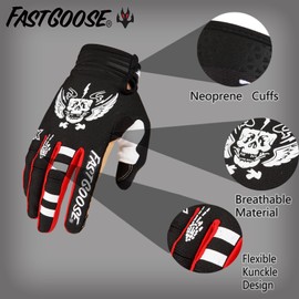 Fast passion Skeleton-Paw Motorcycle Gloves for Men&Women,Cycling Glove Breathable Dirtbike Glove for ATV MTB Motocross Racing (1Black/White, XL)