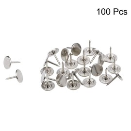 TA-VIGOR 100Pcs Heavy Duty Flat Head Push Pins, Decorative Thumb Tacks for Wall, Furniture Cork Board & Bulletin Board – 11mm x 15mm Upholstery Tacks for Home Office & DIY Use, Silver