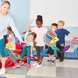 Woanger Shapes Walking Rope for Preschool Walking Rings for Toddlers 100th Day of School 10 Colorful Handle Leash for Toddler Class Line Rope 165'' Keep Children Calm Line Classroom Supplies(Cotton)