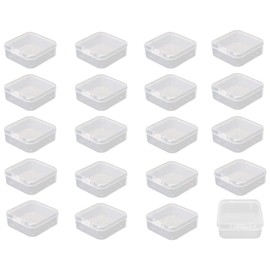 wenrescry Pack of 20 Small Boxes, Storage Boxes Small Plastic with Lid, Small Box with Lid, Transparent Storage Container for Beads and Craft Accessories, 4.3 x 4.3 x 2 cm