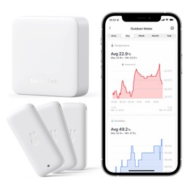 SwitchBot WiFi Thermometer Hygrometer 3 Pack with Hub Mini, IP65 Indoor Outdoor Thermometer Wireless, Humidity/Temperature/Dewpoint/VPD/Absolute Humidity Sensor with Smart Alerts, Works with Alexa