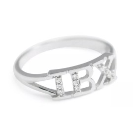 Iota Beta Chi Canadian Sorority sterling silver ring with CZs , NEW!!***
