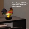 Stained Resin Rooster Table Lamp Night Light LED Animal Night
