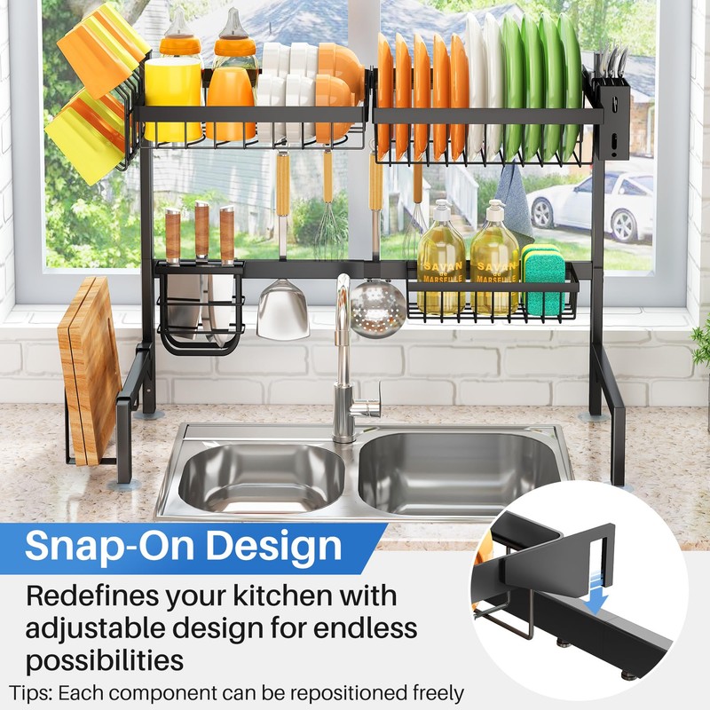 Over The Sink Dish Drying Rack - Adjustable Dish Rack