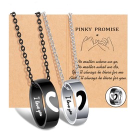 UPROMI Pinky Promise Necklace Long Distance Relationship Friendship Gifts Promise Rings for Him Her Couples Women Men Boyfriend Girlfriend Bf Gf Couples Valentines Day Gifts Easter Stuffers