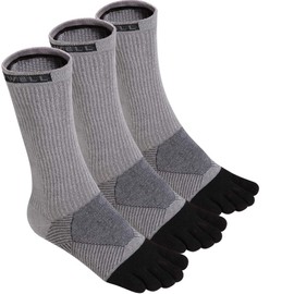 VWELL Men's Five Toe Socks, Five Toe Socks, Business Socks, Sweat-Absorbent, Quick Drying, Antibacterial, Odor Resistant, Breathable, Four Seasons, Set of 3, 9.8 - 10.6 inches (25 - 27 cm), gray