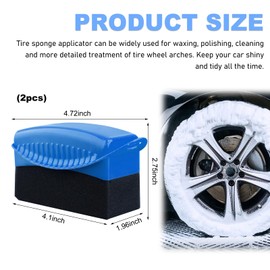 Sylvil 2 PCS Tire Dressing Applicator, Car Tire Shine Applicator Polishing Sponge Pads with Lid, Waxing Polishing Cleaning Tools Wheel Applicator Foam, Detailing Car Accessories (Blue)