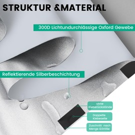 MUHOO Blackout Blind, No Drill Blackout Curtain Blinds, 100% Opaque Sun Protection Temporary Blackout Blind, Skylight Roller Blind, Easy to Stick On and for Any Window Cut to Size, Grey (145x300cm)