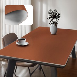 SnowGesh Leather Table Cover,1.8mm Thick,24x48 Inch,Table Protectors for Rectangle,Waterproof Desk Pad, Scratch - Resistant Craft Mat for Dining Table, Office Desk and Art Station (Brown + Gray)