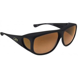 Fitovers Eyewear Sunglasses - Aviator / Frame: Matte Black Lens: Polarvue Amber