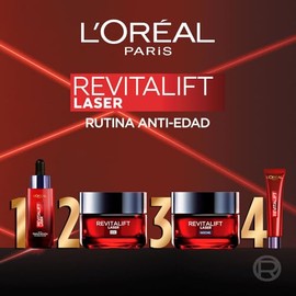 L'Oréal Paris Revitalift Laser Kit rutina completa: Sérum Rostro Triple Acción Anti-Edad 30ml + Crema para Ojos Borrador de Bolsas Instantaneo 15ml + Crema de Día 50ml + Crema de Noche 50ml