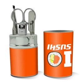 I Love Sushi Roll Heart Stainless Steel Manicure Pedicure Grooming Beauty Care Travel Kit