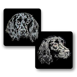 Fractal Artworks Sprocker Spaniel Coaster Set with Fractal Art Design.
